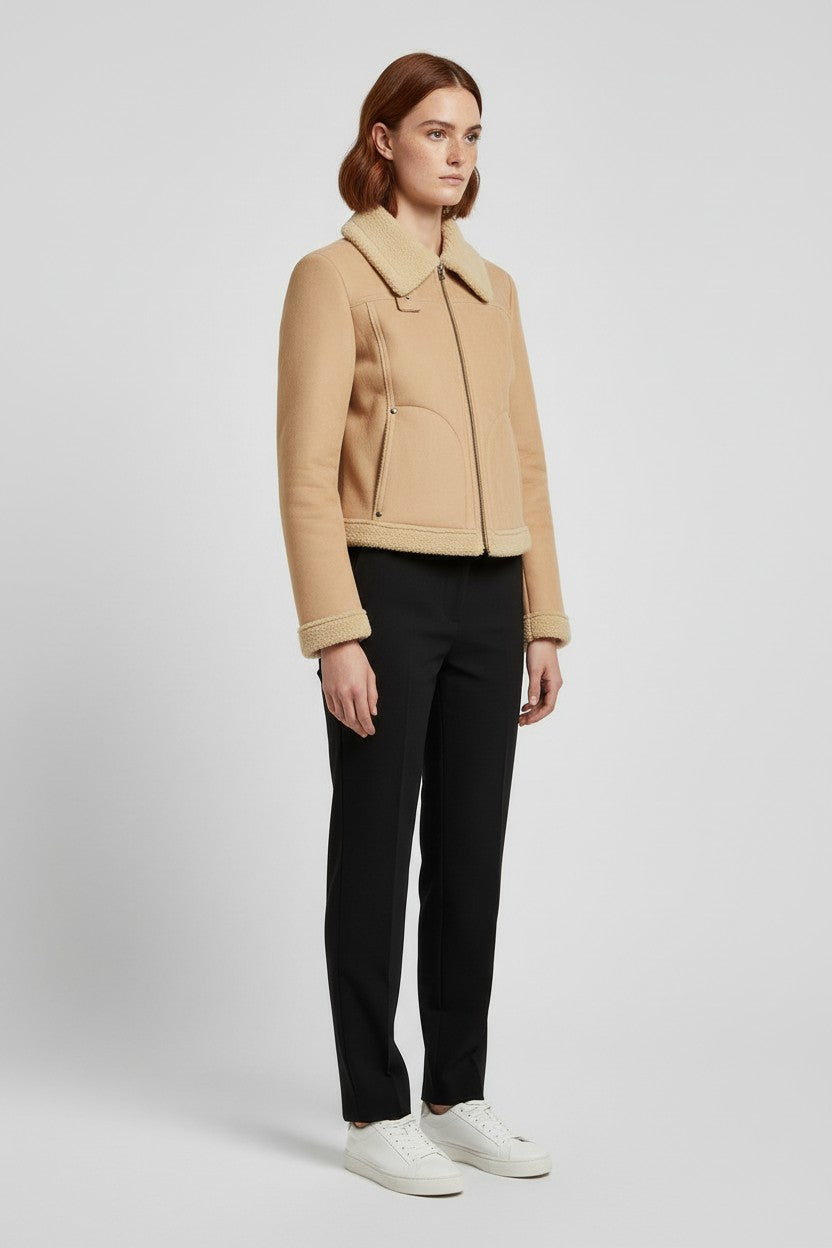 Replay Damen Shearling Jacke Beige Größe S