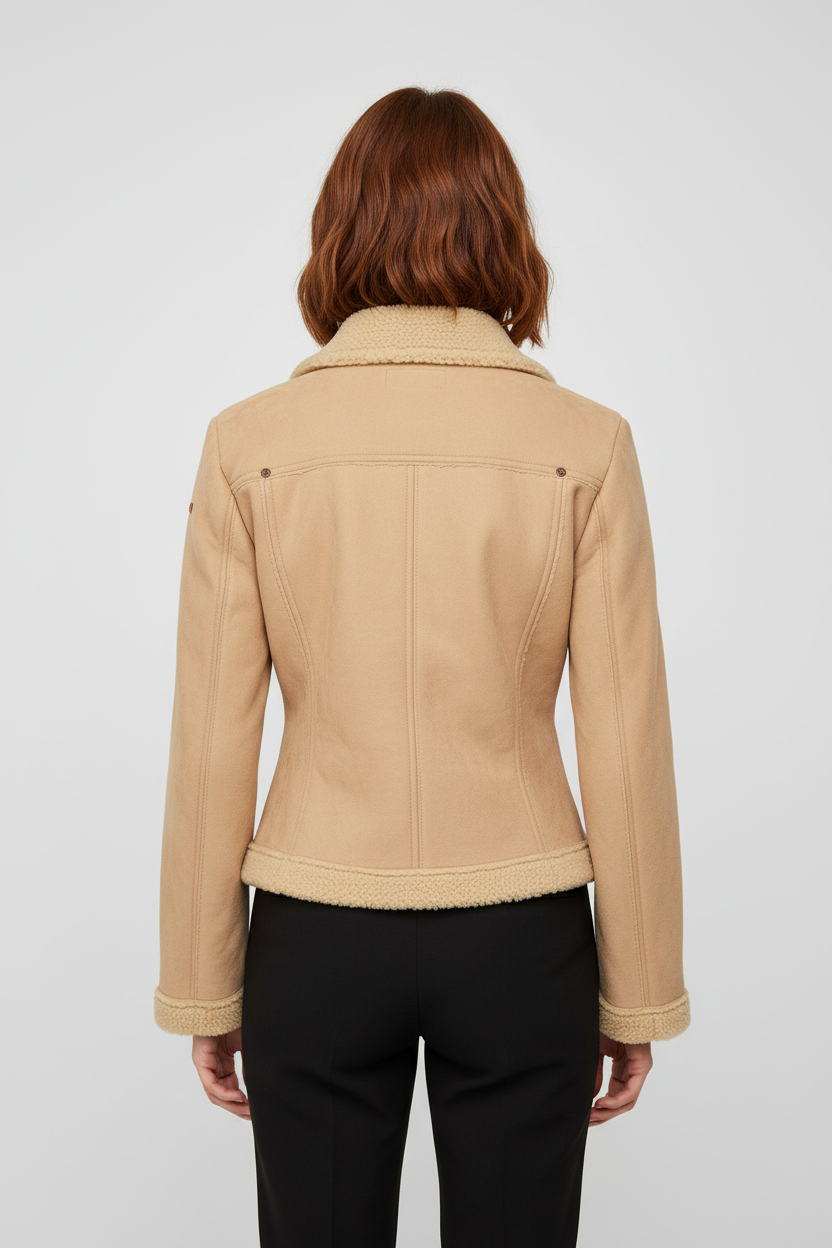 Replay Damen Shearling Jacke Beige Größe S