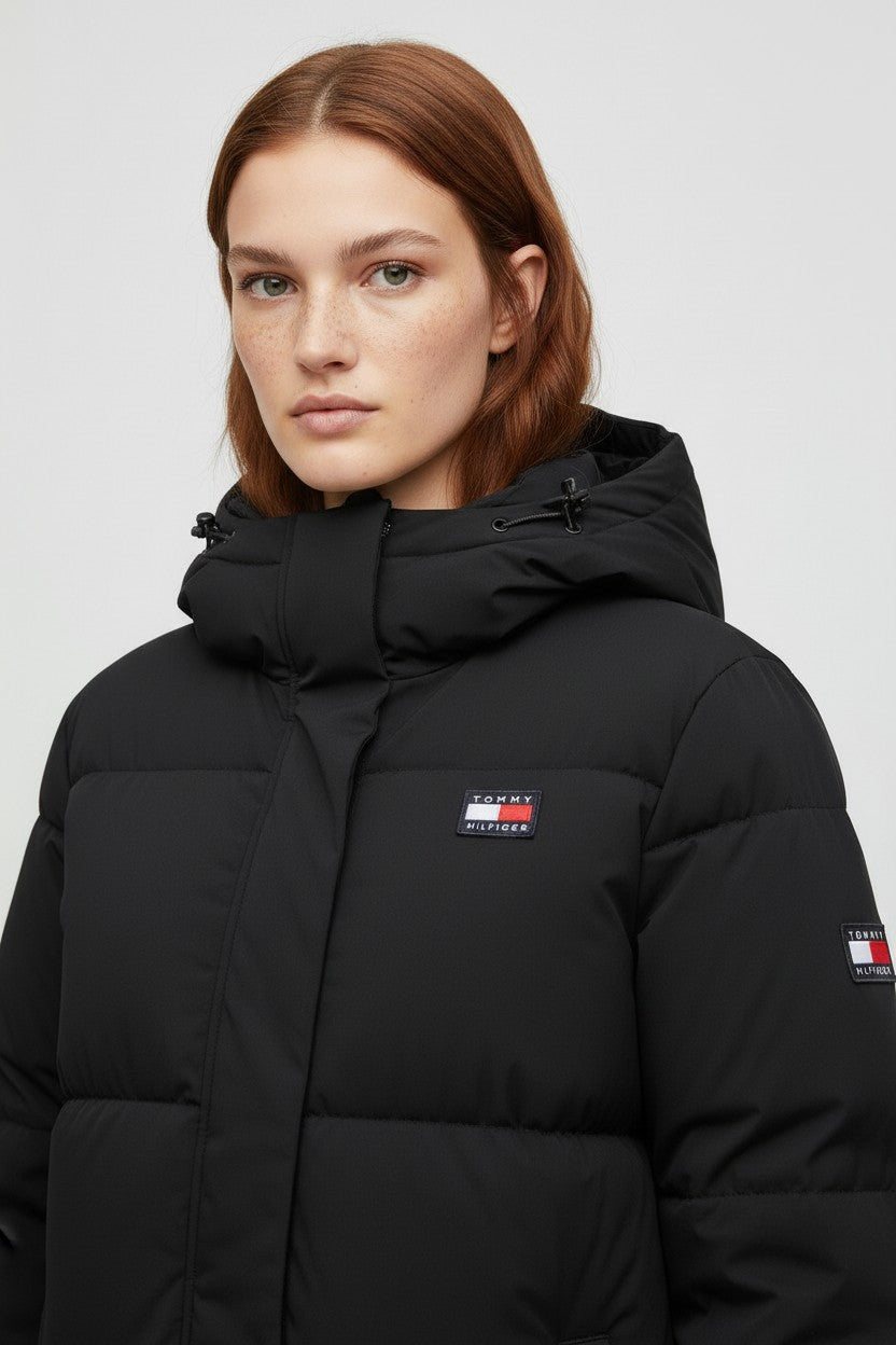 Tommy Hilfiger Damen Daunenmantel Schwarz Größe XS