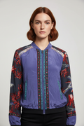 Desigual Damen Bomberjacke Lila Schwarz Mehrfarbig Größe M