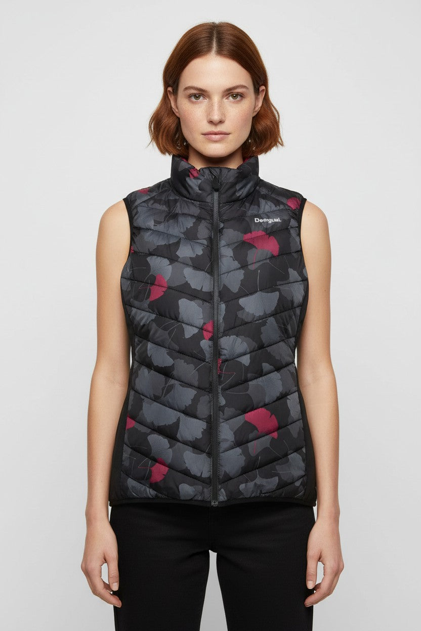 Desigual Damen Outdoor Weste Schwarz Mehrfarbig Größe XL