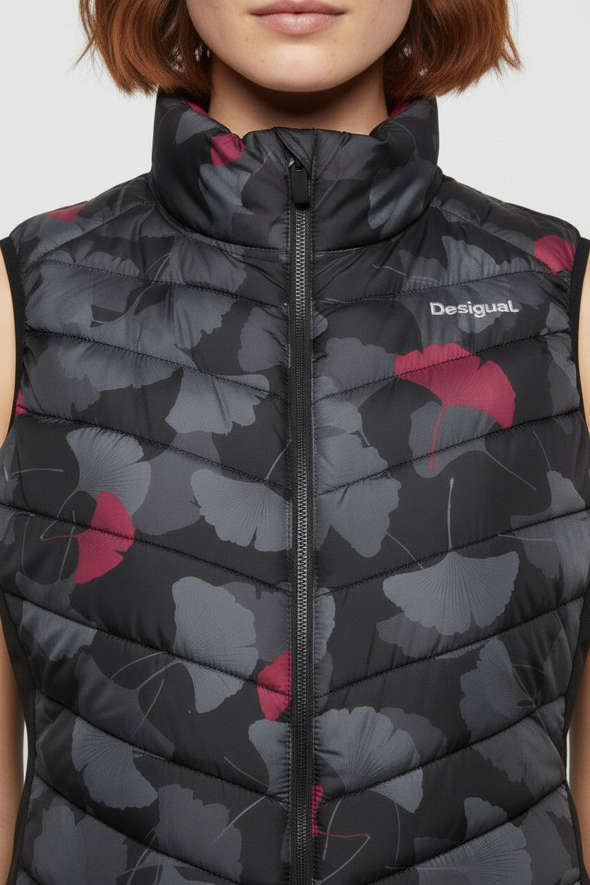 Desigual Damen Outdoor Weste Schwarz Mehrfarbig Größe XL