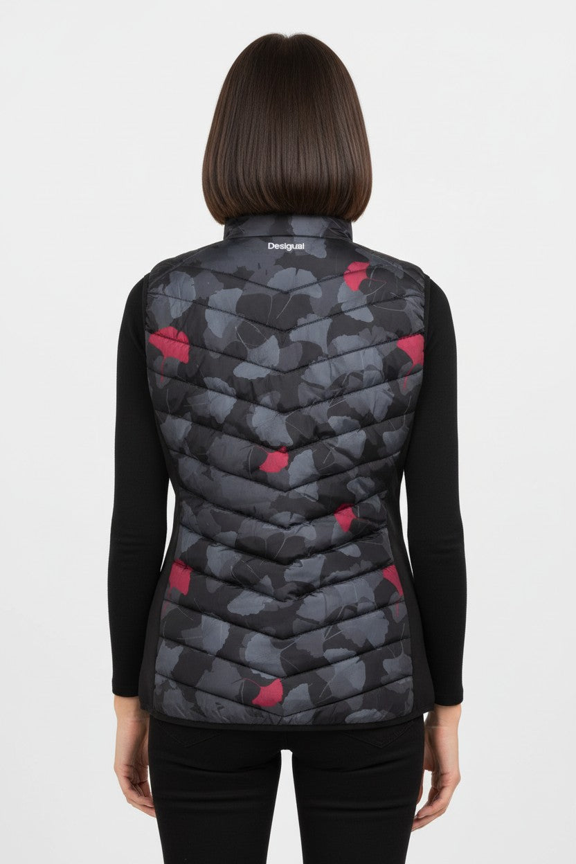 Desigual Damen Outdoor Weste Schwarz Mehrfarbig Größe XL