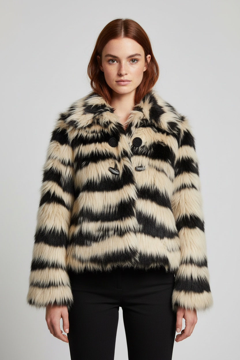 Desigual Damen Winterjacke Schwarz Weiß Größe L