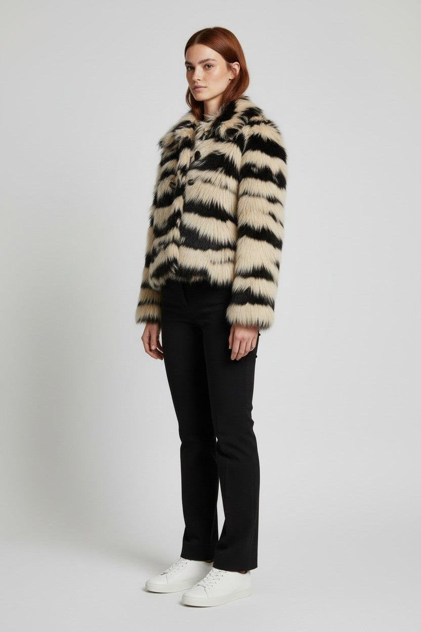 Desigual Damen Winterjacke Schwarz Weiß Größe L