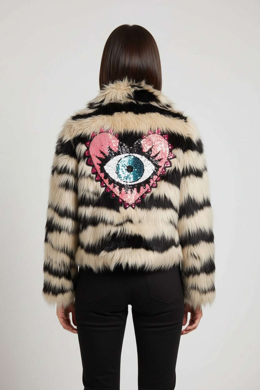 Desigual Damen Winterjacke Schwarz Weiß Größe L