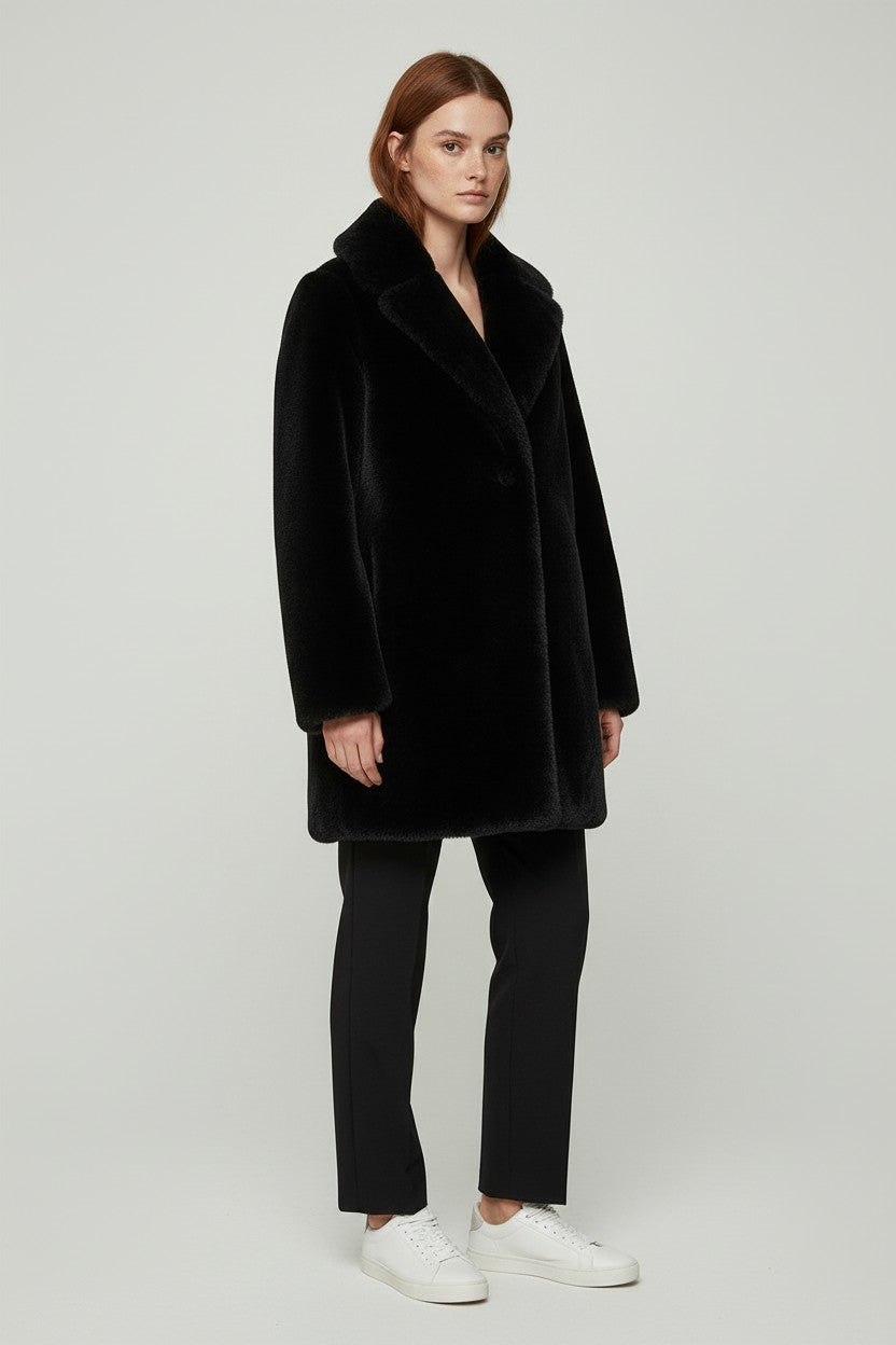 DKNY Damen Mantel Schwarz Größe XL