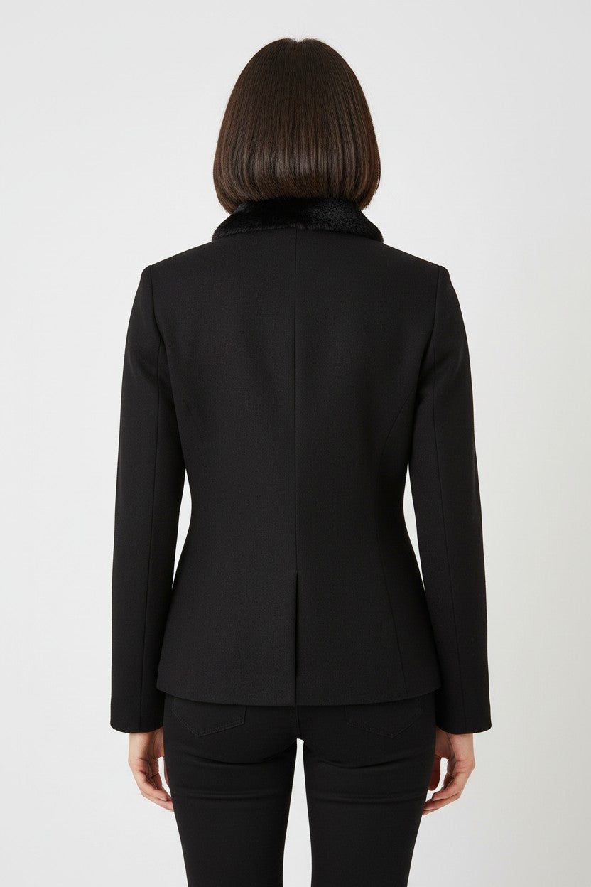 United Colors of Benetton Damen Shearling Jacke Schwarz Größe S