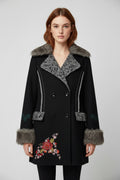 Desigual Damen Mantel Schwarz Grau Mehrfarbig Größe L