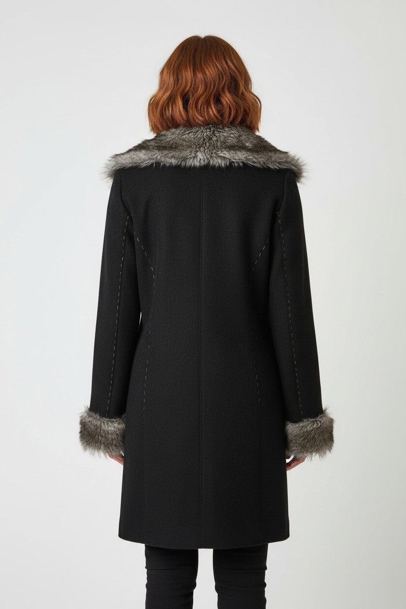 Desigual Damen Mantel Schwarz Grau Mehrfarbig Größe L
