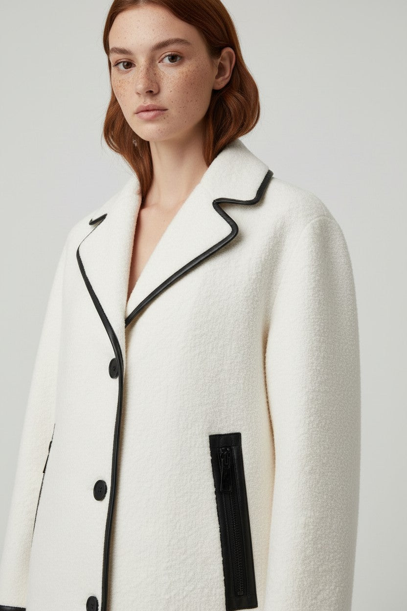 DKNY Damen Mantel Weiß Größe S
