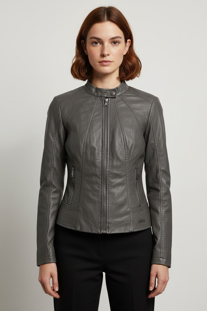 Guess Damen Bikerjacke Grau Größe XXS/XS