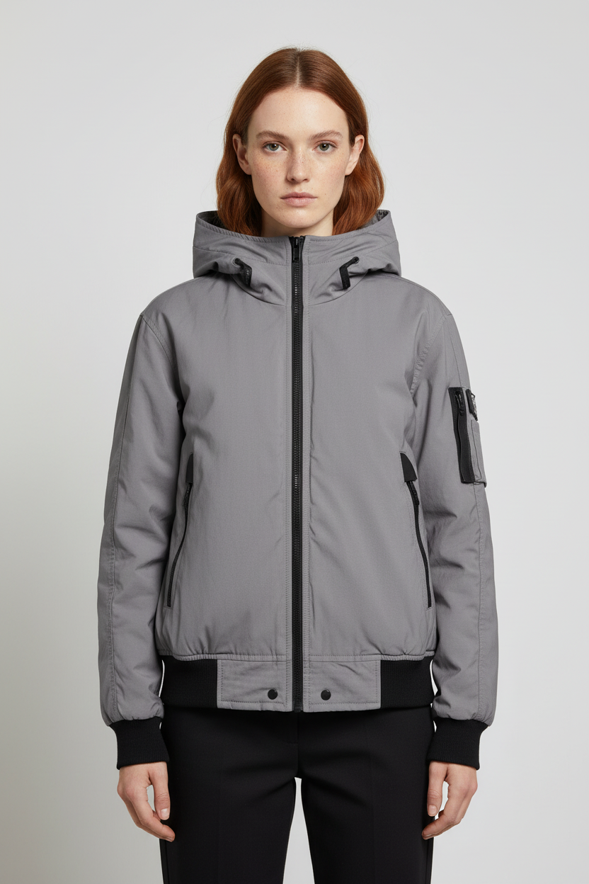 Guess Damen Bomberjacke Grau Schwarz Größe M