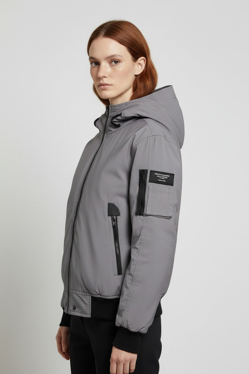Guess Damen Bomberjacke Grau Schwarz Größe M
