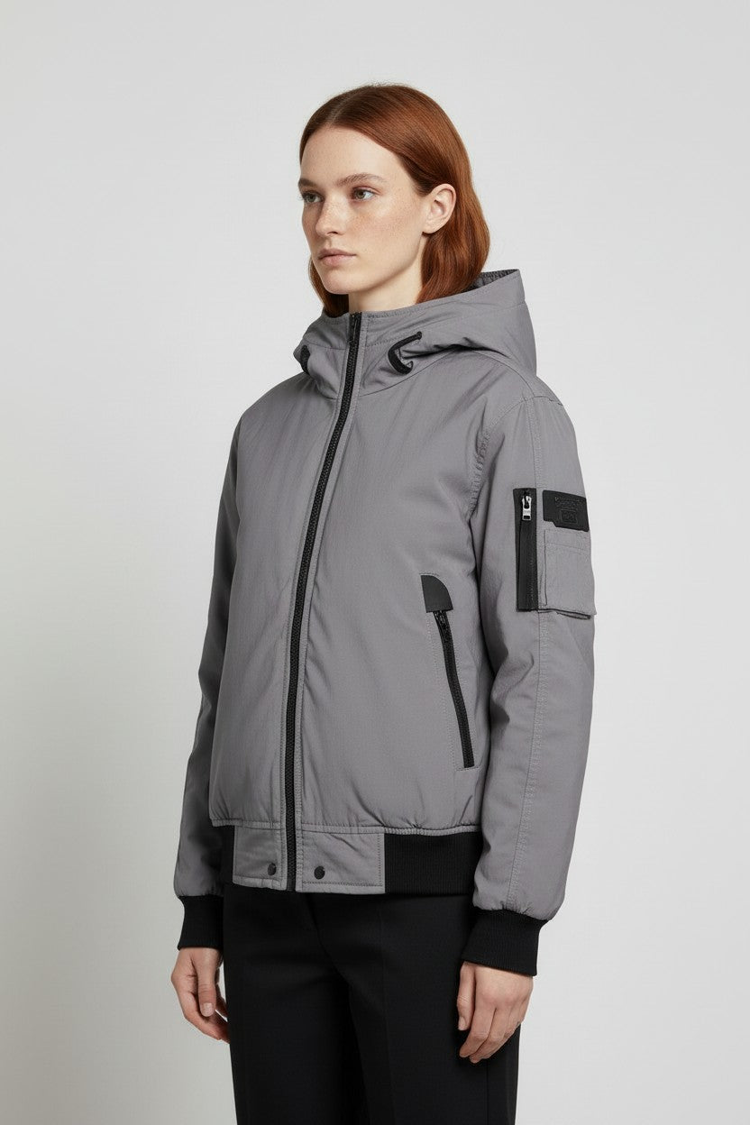 Guess Damen Bomberjacke Grau Schwarz Größe M