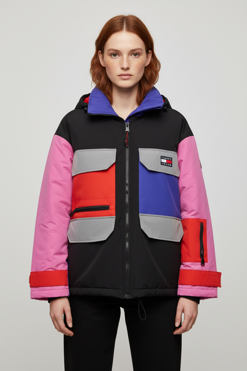Tommy Hilfiger Damen Skijacke Schwarz Mehrfarbig Größe M