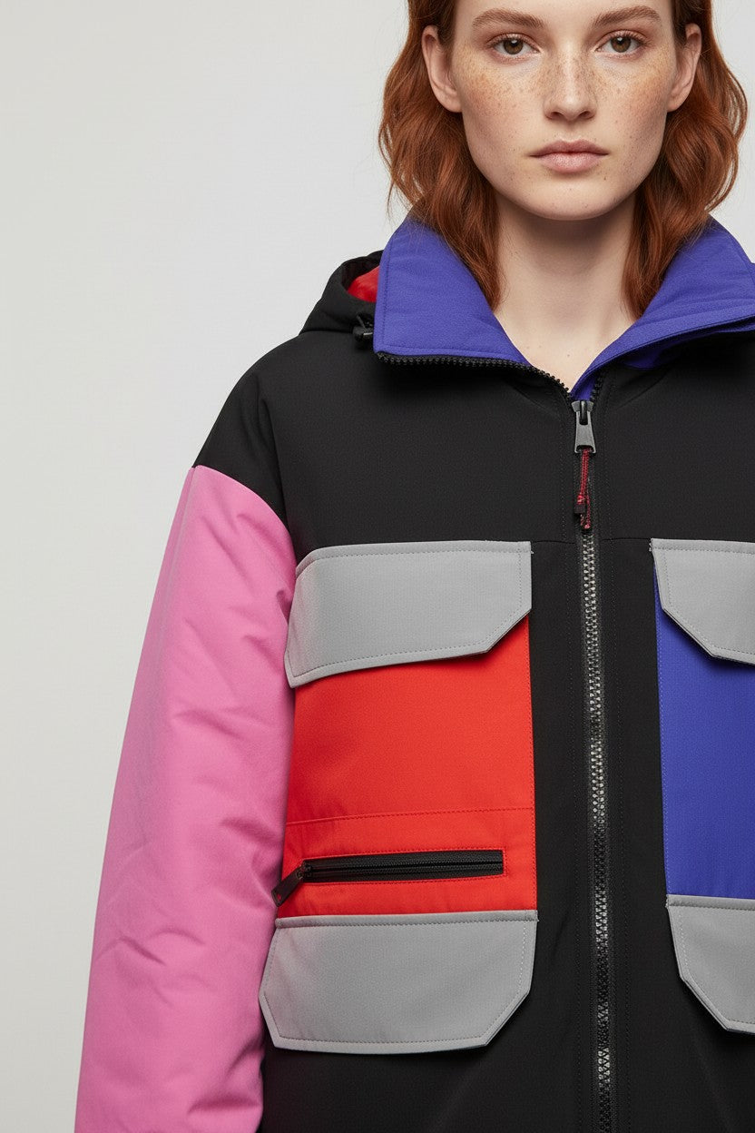 Tommy Hilfiger Damen Skijacke Schwarz Mehrfarbig Größe M