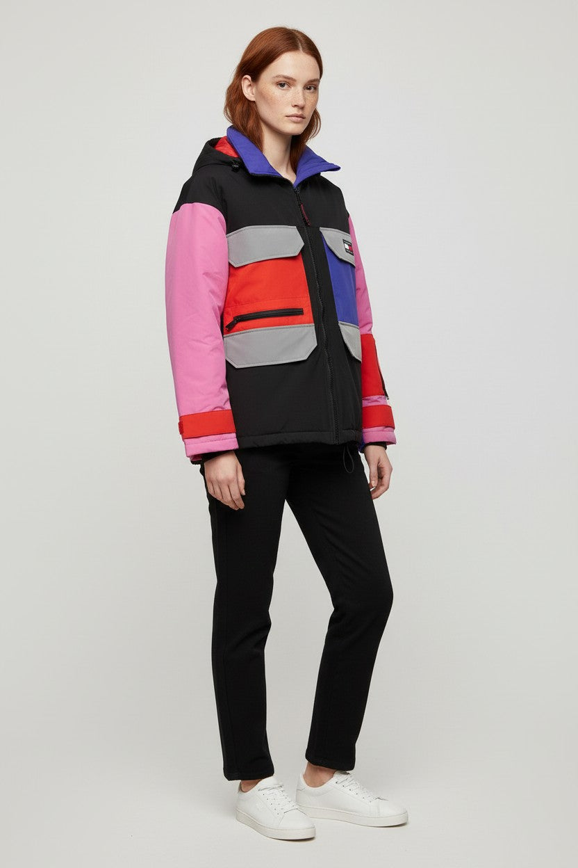 Tommy Hilfiger Damen Skijacke Schwarz Mehrfarbig Größe M