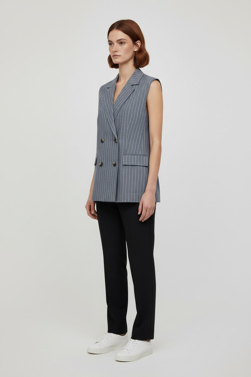 United Colors of Benetton Damen Outdoor Weste Grau Weiß Größe M