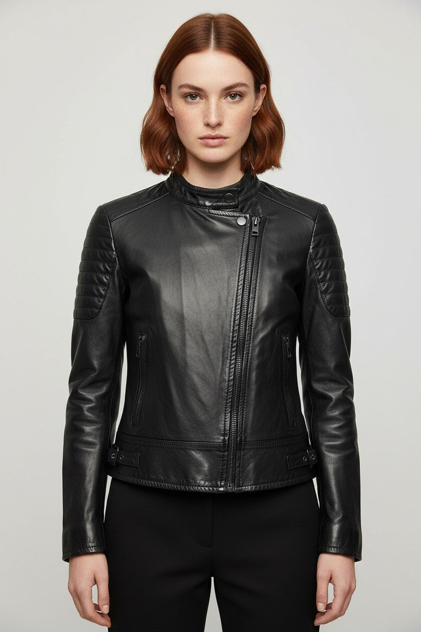 Diesel Damen Lederjacke Schwarz Größe S