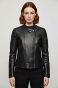 Diesel Damen Lederjacke Schwarz Größe S