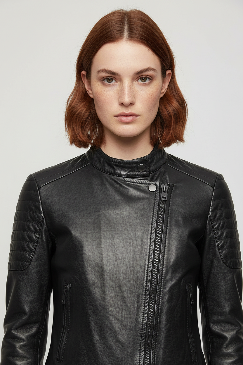 Diesel Damen Lederjacke Schwarz Größe S