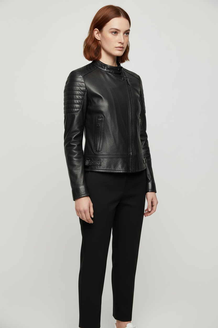 Diesel Damen Lederjacke Schwarz Größe S