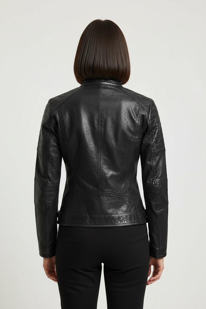 Diesel Damen Lederjacke Schwarz Größe S