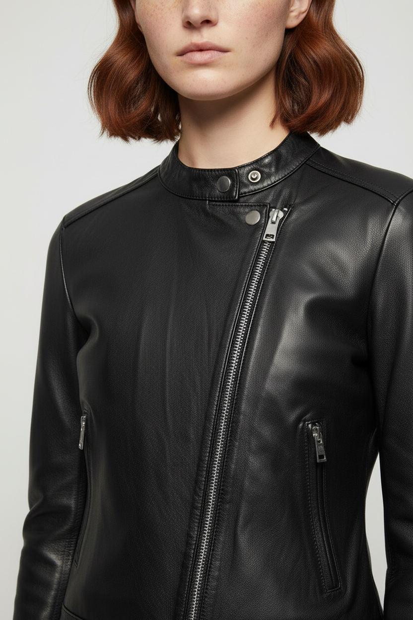 Diesel Damen Lederjacke Schwarz Größe XS