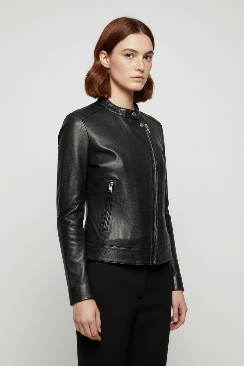 Diesel Damen Lederjacke Schwarz Größe XS