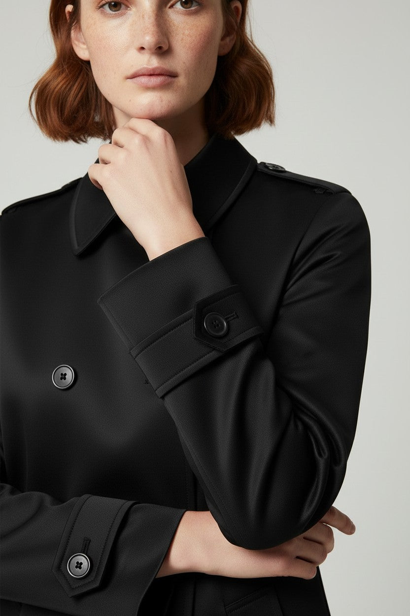 DKNY Damen Trenchcoat Schwarz Größe M