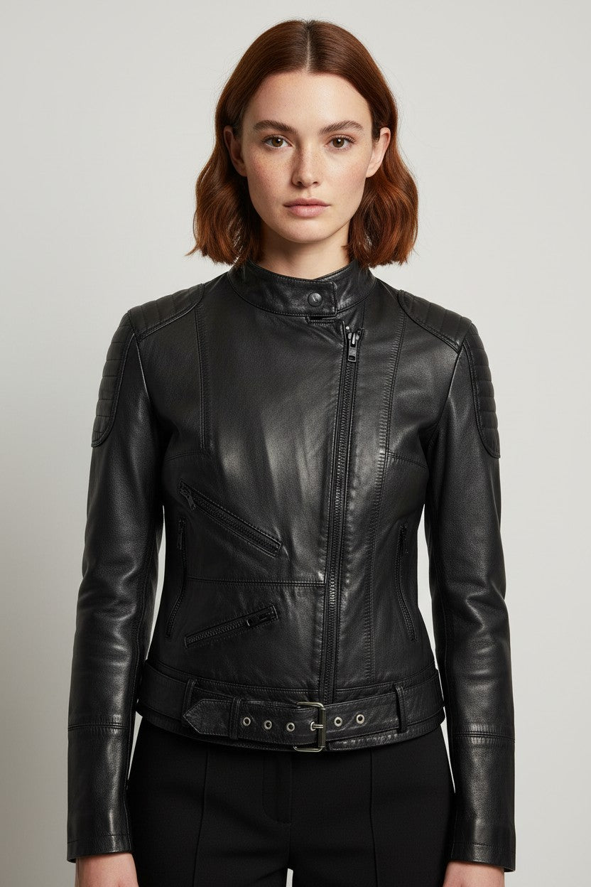 Replay Damen Bikerjacke Schwarz Größe L