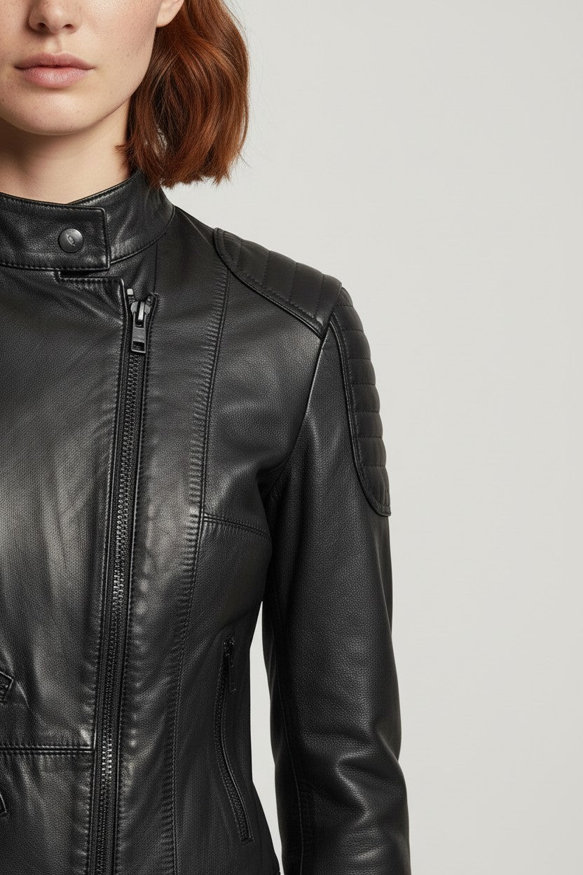 Replay Damen Bikerjacke Schwarz Größe L
