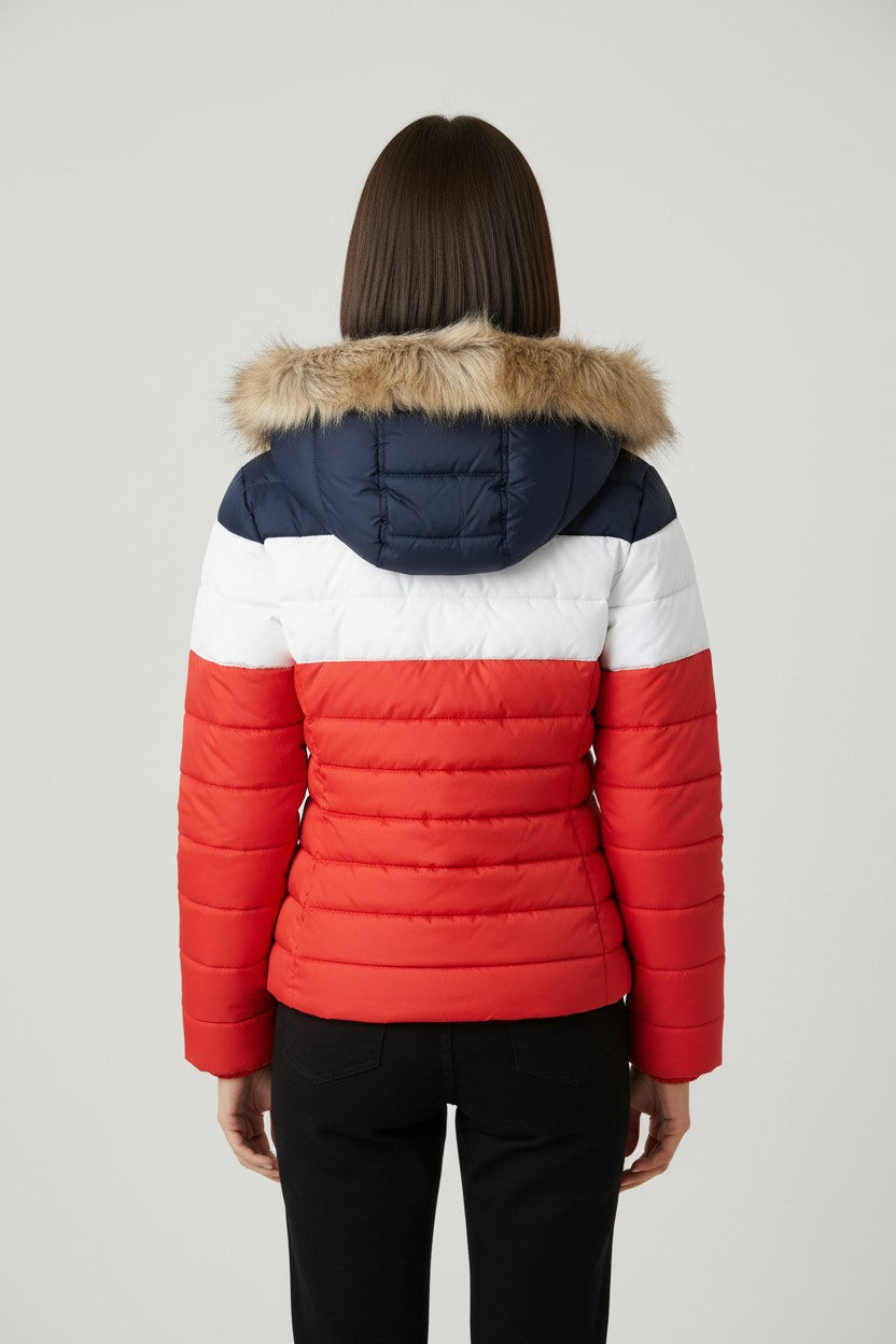 Tommy Hilfiger Jeans Damen Winterjacke Rot Blau Weiß Größe S