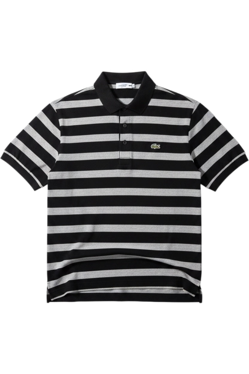 Lacoste Herren Poloshirt Schwarz Grau Gestreift Größe XL