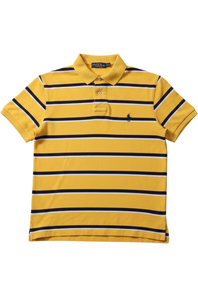 Polo Ralph Lauren Herren Poloshirt Custom Fit Gelb Blau Weiß Größe M