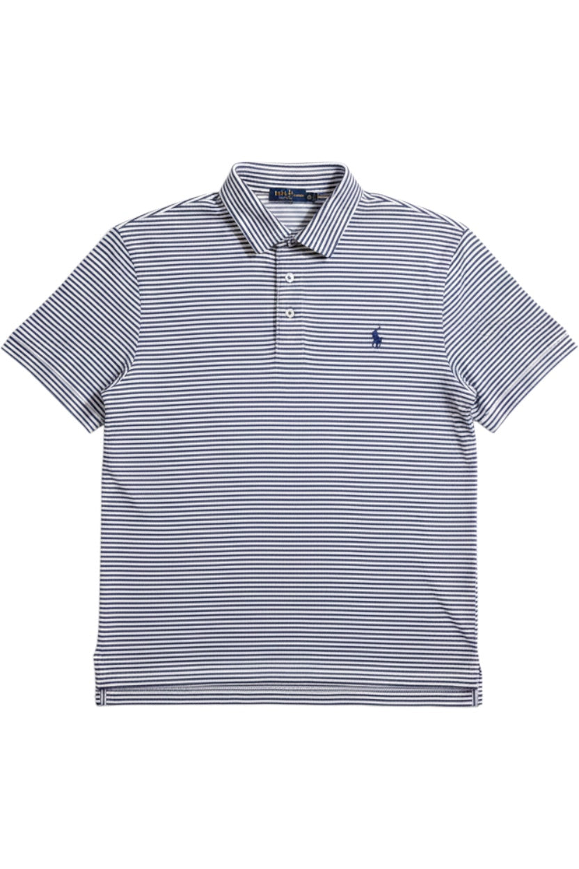 Polo Ralph Lauren Herren Poloshirt Pima Soft Touch Blau Weiß Größe XL