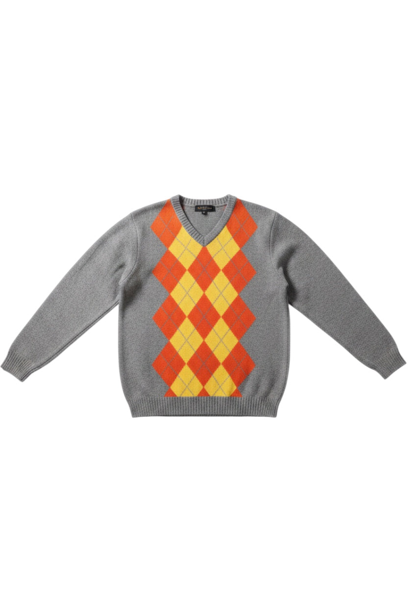 Tommy Hilfiger Herren Pullover Grau Gelb Orange Größe L