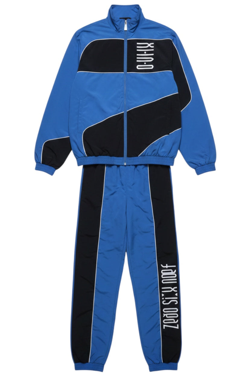 Zero Six Neuf Herren Trainingsanzug Set Blau Schwarz Weiß Größe L