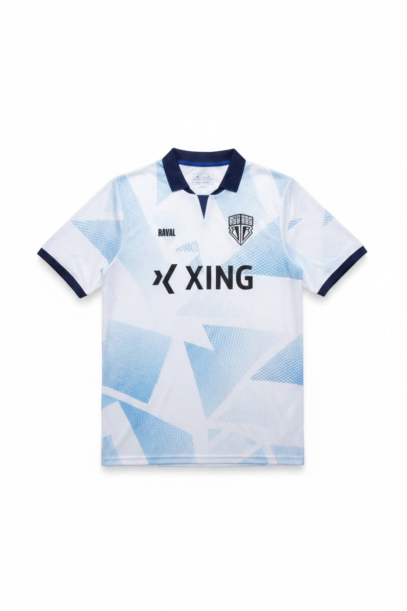Raval Herren Fußball Trikot Weiß Blau Größe L