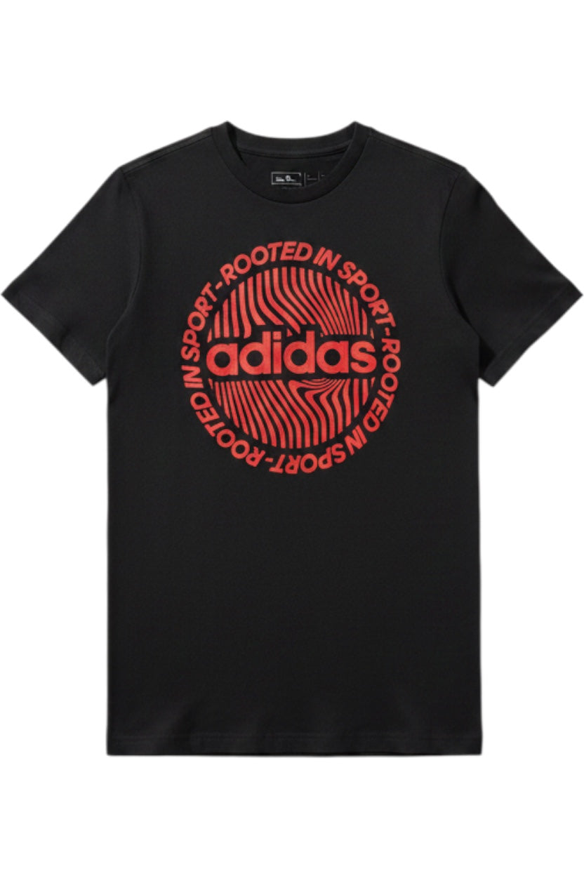 Adidas Herren T-Shirt Schwarz-Rot Print Größe L