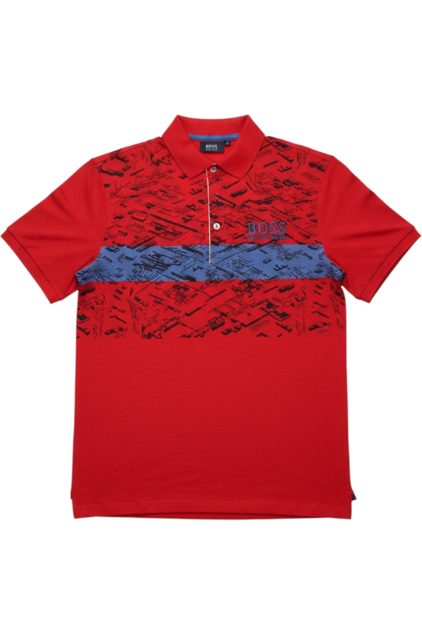 Hugo Boss Herren Poloshirt Rot-Blau-Schwarz Größe M