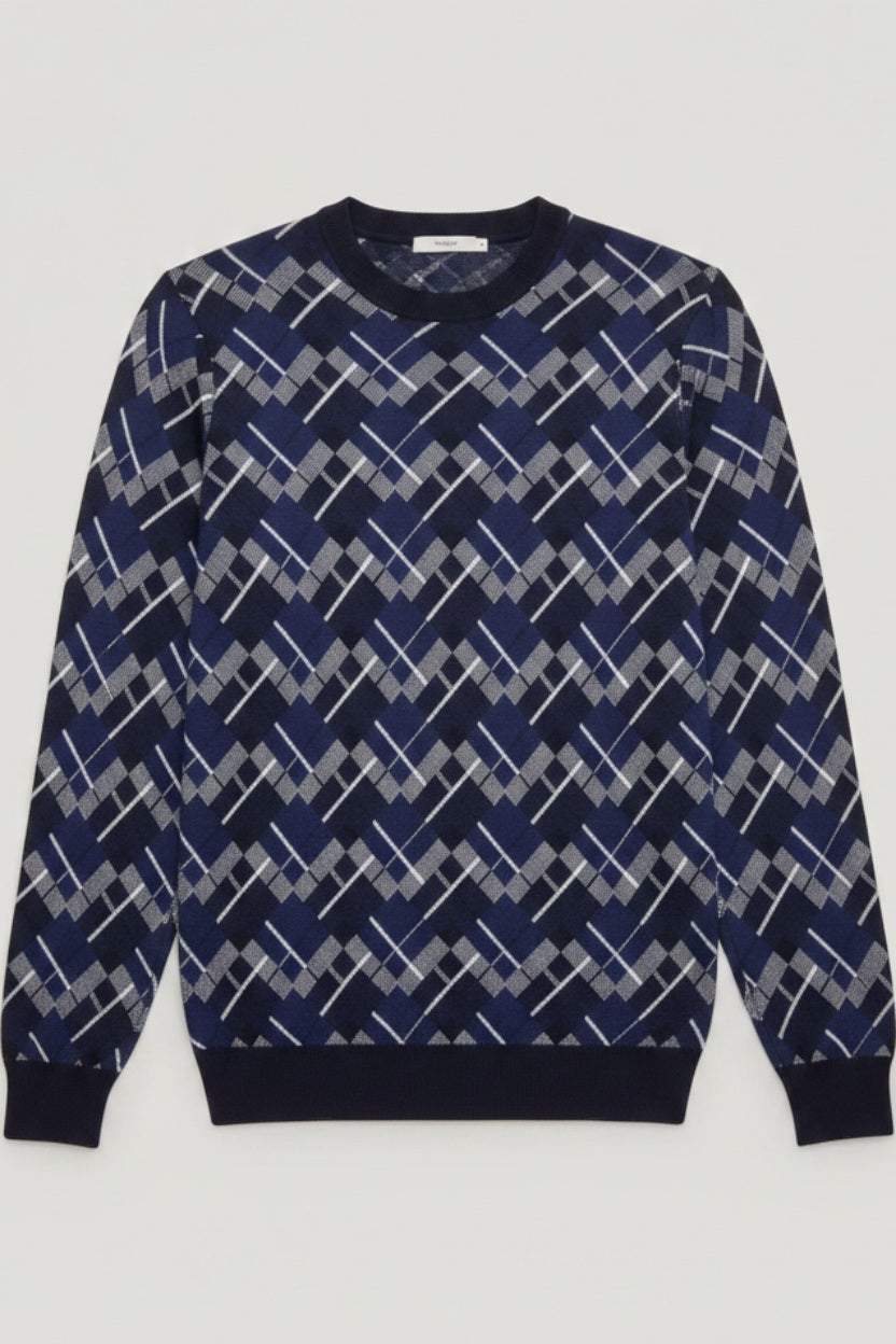Lacoste Live Herren Strickpullover Blau Weiß Größe XS