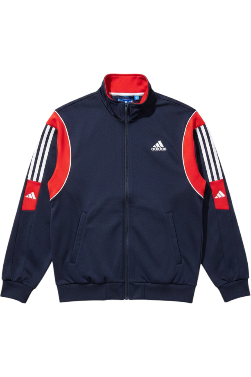 Adidas Herren Trainingsjacke Blau Rot Weiß Einfarbig Größe L