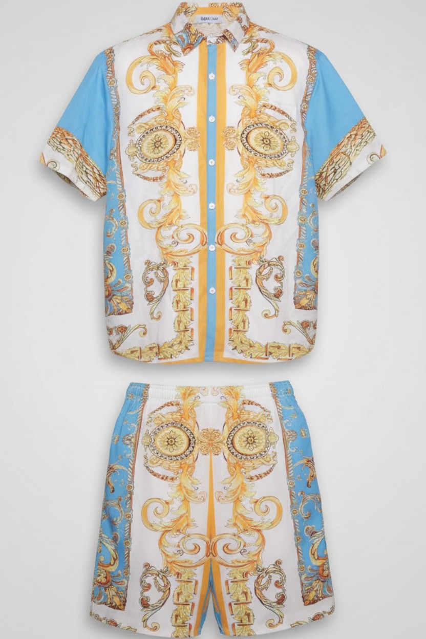 Herren Set Weiß Blau Gold Größe XL
