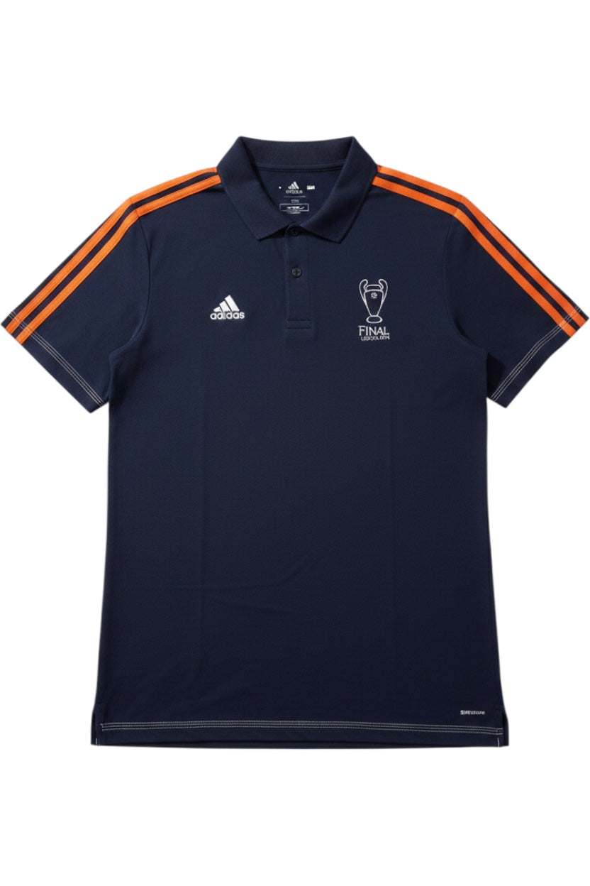 Adidas Herren Poloshirt Blau-Orange Gestreift Größe M