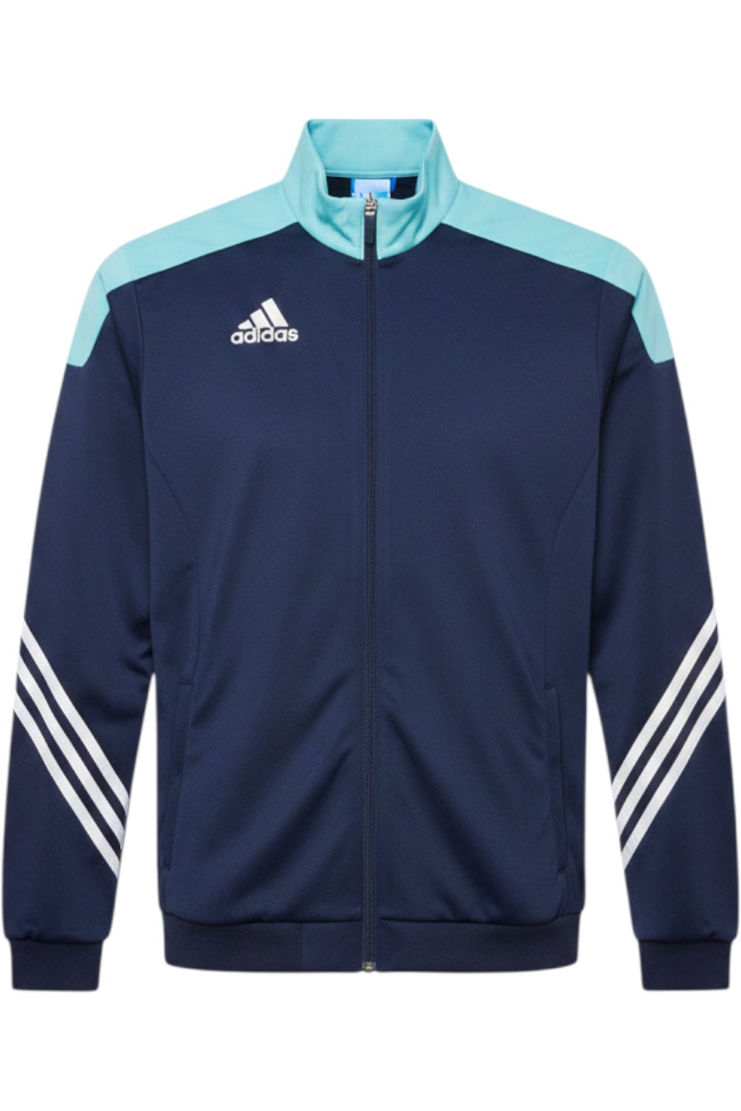 Adidas Herren Trainingsjacke Blau Weiß Gestreift Größe S