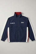Asics Herren Trainingsjacke Blau Rot Beige Größe M