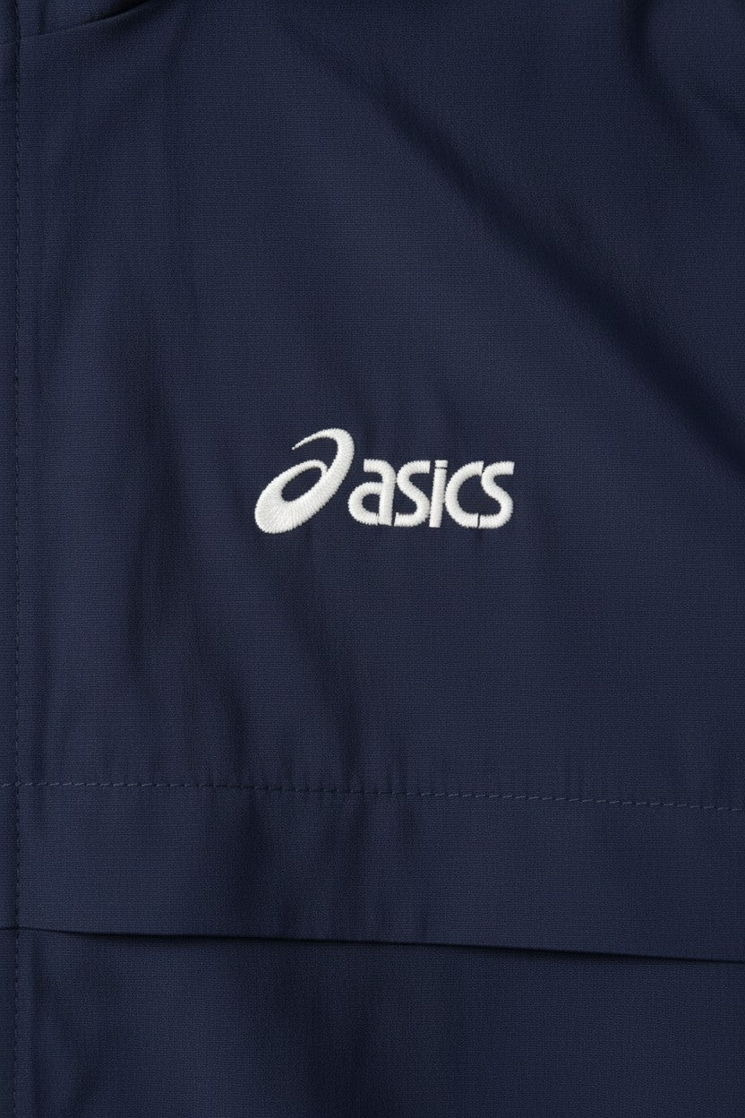 Asics Herren Trainingsjacke Blau Rot Beige Größe M