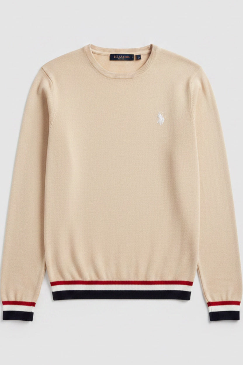 U.S. Polo Assn. Herren Strickpullover Beige Mehrfarbig Größe L